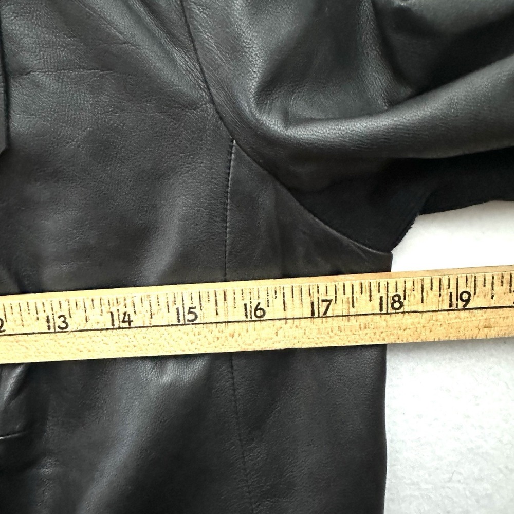 Trouve‎ Raw Edge M Medium Black Soft Leather Moto Jacket Waterfall Open Front - Picture 11 of 12